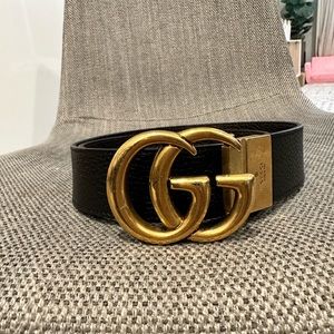 Gucci Reversible 1.5inch black/brown leather belt with Double G buckle size 80
